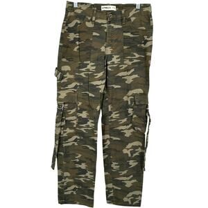 Women's Mid Rise Green Camo Camouflage LOVEGEN Skater Punk Cargo Pants Sz 9/30